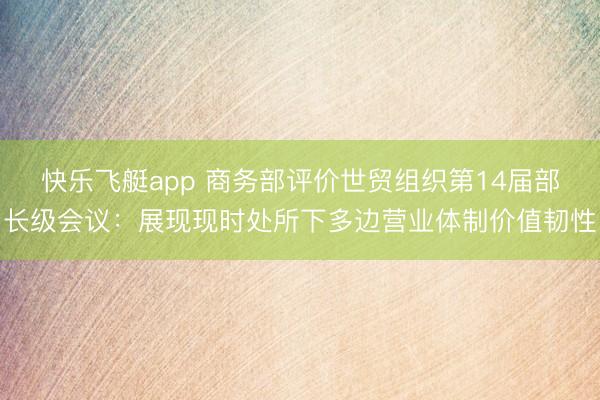 快乐飞艇app 商务部评价世贸组织第14届部长级会议：展现现时处所下多边营业体制价值韧性