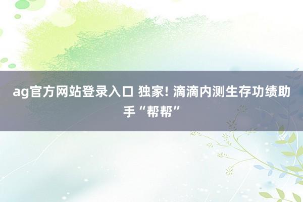 ag官方网站登录入口 独家! 滴滴内测生存功绩助手“帮帮”