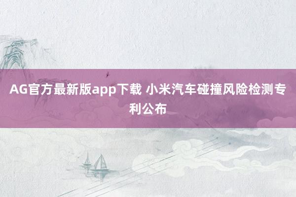 AG官方最新版app下载 小米汽车碰撞风险检测专利公布