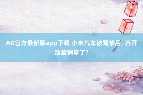 AG官方最新版app下载 小米汽车被骂惨后， 齐开动藏销量了?