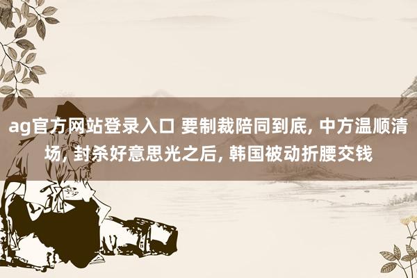 ag官方网站登录入口 要制裁陪同到底， 中方温顺清场， 封杀好意思光之后， 韩国被动折腰交钱