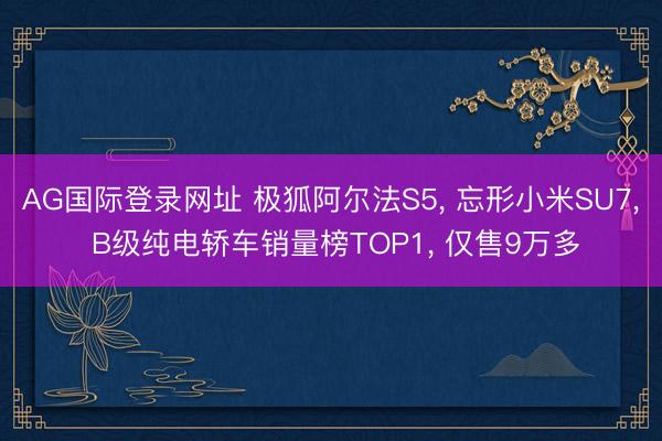 AG国际登录网址 极狐阿尔法S5， 忘形小米SU7， B级纯电轿车销量榜TOP1， 仅售9万多