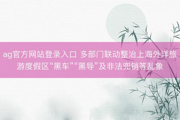 ag官方网站登录入口 多部门联动整治上海外洋旅游度假区“黑车”“黑导”及非法兜销等乱象