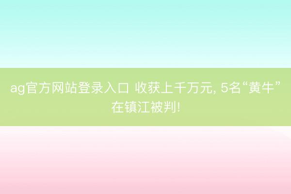 ag官方网站登录入口 收获上千万元， 5名“黄牛”在镇江被判!
