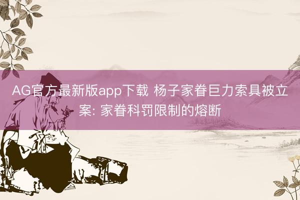 AG官方最新版app下载 杨子家眷巨力索具被立案: 家眷科罚限制的熔断