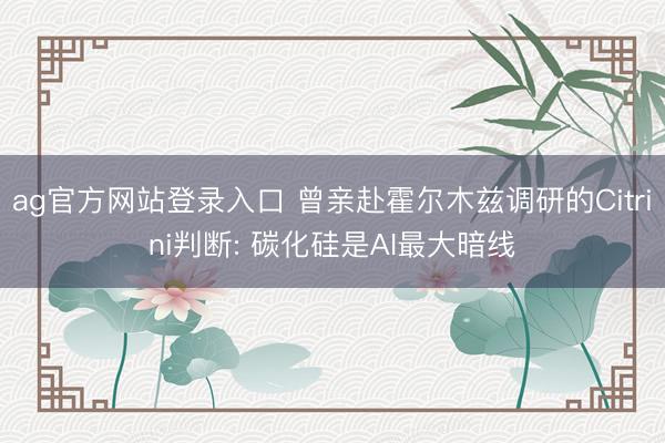 ag官方网站登录入口 曾亲赴霍尔木兹调研的Citrini判断: 碳化硅是AI最大暗线