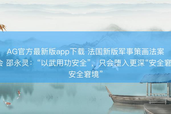 AG官方最新版app下载 法国新版军事策画法案上会 邵永灵：“以武用功安全”，只会堕入更深“安全窘境”
