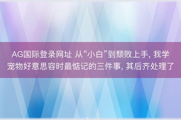 AG国际登录网址 从“小白”到颓败上手， 我学宠物好意思容时最惦记的三件事， 其后齐处理了