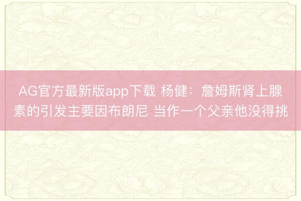 AG官方最新版app下载 杨健：詹姆斯肾上腺素的引发主要因布朗尼 当作一个父亲他没得挑