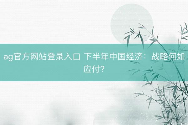 ag官方网站登录入口 下半年中国经济：战略何如应付？
